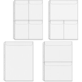 A4 Binder Pockets Zipperless Cash Envelopes 4 Pocket Binder Sleeves with Flap Binder Pouches Loose Leaf Inserts Folder Photocard Sleeve Filing Bags