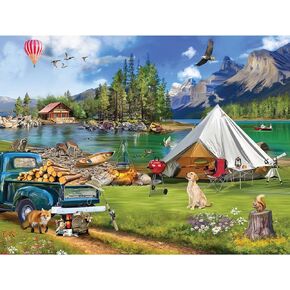 Bits and Pieces - 300 Piece Jigsaw Puzzle for Adults - 18" x 24" - Lakeside Camping - 300 pc Large Piece Nature Rustic Jigsaw by Ali Innis