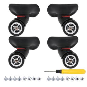 2 Pair Replacement Wheels for Luggage 360 Swivel Dual Suitcase Casters Roller Black (W042)