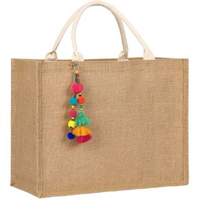 حقيبة الشاطئ للنساء - حقيبة كبيرة للشاطئ من القش المنسوج مقاومة للماء، حقيبة كتف منسوجة يدويًا in Kuwait