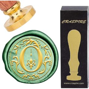 CRASPIRE Retro Alphabet Wax Sealing Stamp Initials Vintage 26 Letters A-Z 25mm Removable Brass Head Wood Handle for Envelopes Invitation Gift Packing Wrap Decoration（Letter P）