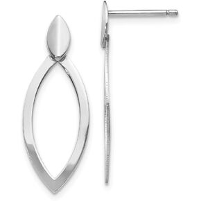 The Black Bow Small Marquise Shaped Drop Post Earrings in Sterling Silver