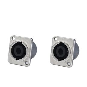 2 Pack Speak Jack Twist Lock Speaker Connector Female Socket Panel Mount Jack 4 Pole Pin Square Chasis Terminal Power Plug for Neutrik Cables NL4MP, NL4MPR, NL4FC, NL4FX,NLT4X,NL4,NL2FC