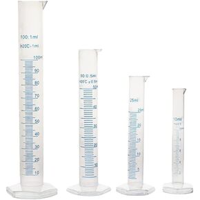 4 Size Blue Line Measuring Graduated Cylinder Plastic Graduated Beaker Transparent Lab Test Tubes Flask Liquid Measuring Tools