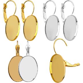 Earring Cabochon Settings, 20pcs French Lever Back Hoop Earrings with Cabochon Tray Blank Base for Earring Designs Jewelry Making,13 * 18mm