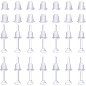 100pairs Plastic Transparent Earrings, Earring Protectors Invisible Plastic Earrings Plastic Post Earrings Clear Stud Earrings Clear Earrings for Sports Women Men Earring DIY,3mm Cup-Headed
