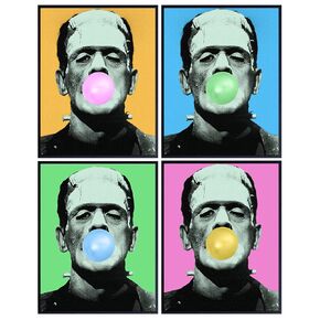 Frankenstein Scary Movie Wall Art & Decor - Vintage Horror Hollywood Monster Movie Poster Set Picture Prints - Goth, Gothic Gifts - Mary Shelley - Funny Retro Photo - Man Cave, Men, Teens Bedroom