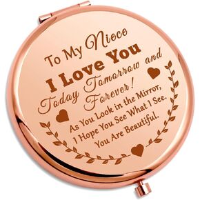 Niece Compact Mirror Niece Gifts from Auntie Inspirational Gifts for Niece from Aunt Niece Encouragement Gifts Folding Makeup Mirror Niece Birthday Gifts Christmas Graduation Gifts Niece Wedding Gifts