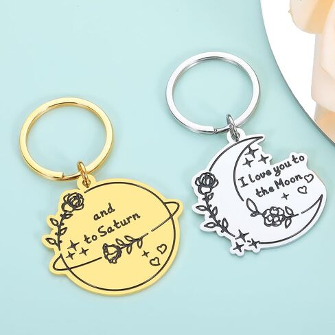 Anniversary Valentines Day Gifts for Boyfriend Girlfriend Him Her Couples Gift Ideas for Husband Wife Matching Couples Stuff I Love You to the Moon and To Saturn Keychains Christmas Birthday Gift Idea in Saudi Arabia