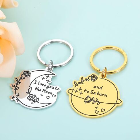 Anniversary Valentines Day Gifts for Boyfriend Girlfriend Him Her Couples Gift Ideas for Husband Wife Matching Couples Stuff I Love You to the Moon and To Saturn Keychains Christmas Birthday Gift Idea in Saudi Arabia