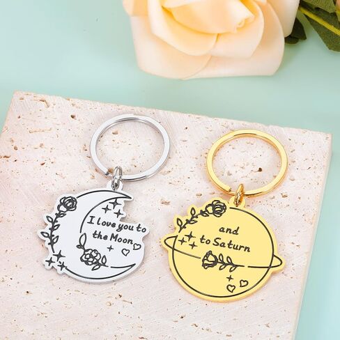 Anniversary Valentines Day Gifts for Boyfriend Girlfriend Him Her Couples Gift Ideas for Husband Wife Matching Couples Stuff I Love You to the Moon and To Saturn Keychains Christmas Birthday Gift Idea in Saudi Arabia