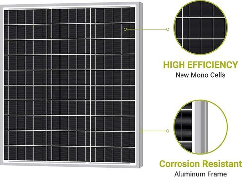 Newpowa 50W Solar Panel 50W(Watts) 12V(Volts) Monocrystalline PV Module High-Efficiency Battery Maintainer Power for Battery Charging of Boat RV Camper SUV and Other Off-Grid Applications in Saudi Arabia