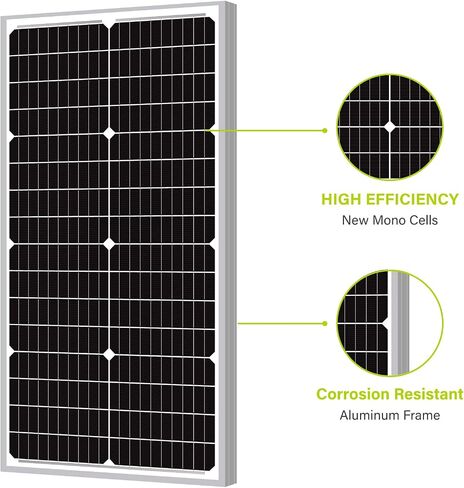 Newpowa 50W Solar Panel 50W(Watts) 12V(Volts) Monocrystalline PV Module High-Efficiency Battery Maintainer Power for Battery Charging of Boat RV Camper SUV and Other Off-Grid Applications in Saudi Arabia