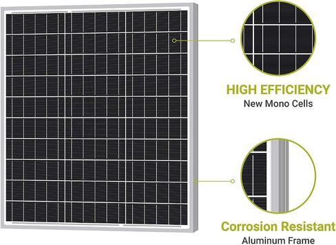 Newpowa 50W Solar Panel 50W(Watts) 12V(Volts) Monocrystalline PV Module High-Efficiency Battery Maintainer Power for Battery Charging of Boat RV Camper SUV and Other Off-Grid Applications in Saudi Arabia