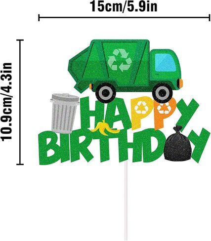 Garbage Truck Cake Topper Trash Truck Birthday Party Supplies Waste Management Recycling Theme Decorations for Kids Birthday Party Supplies in Saudi Arabia