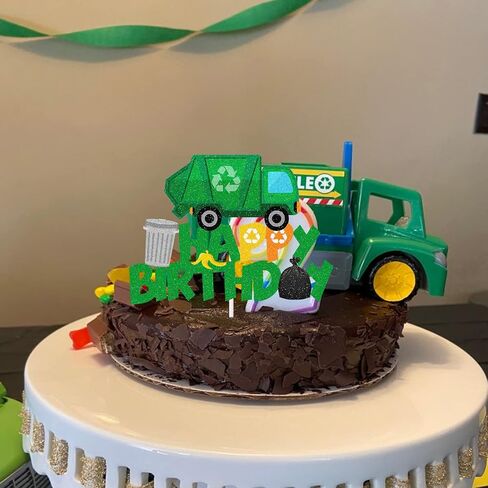 Garbage Truck Cake Topper Trash Truck Birthday Party Supplies Waste Management Recycling Theme Decorations for Kids Birthday Party Supplies in Saudi Arabia