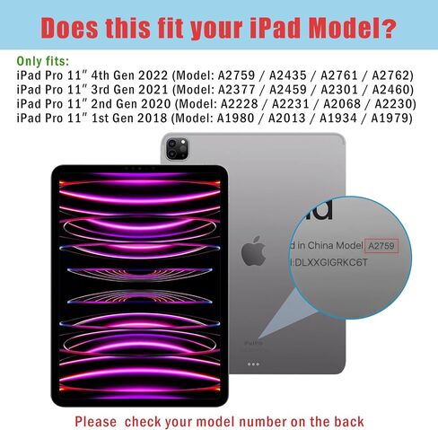 حافظة ProCase الذكية لجهاز iPad Pro 11 بوصة 2022/2021/2020/2018، غطاء خلفي صلب رفيع لجهاز iPad Pro 11 الجيل الرابع 2022 / الجيل الثالث 2021/ الجيل الثاني 2020 / الجيل الأول 2018 - كحلي in Saudi Arabia