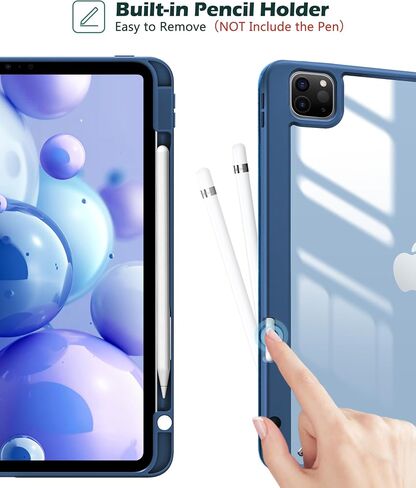 حافظة ProCase الذكية لجهاز iPad Pro 11 بوصة 2022/2021/2020/2018، غطاء خلفي صلب رفيع لجهاز iPad Pro 11 الجيل الرابع 2022 / الجيل الثالث 2021/ الجيل الثاني 2020 / الجيل الأول 2018 - كحلي in Saudi Arabia