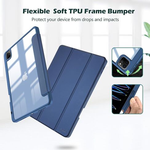حافظة ProCase الذكية لجهاز iPad Pro 11 بوصة 2022/2021/2020/2018، غطاء خلفي صلب رفيع لجهاز iPad Pro 11 الجيل الرابع 2022 / الجيل الثالث 2021/ الجيل الثاني 2020 / الجيل الأول 2018 - كحلي in Saudi Arabia