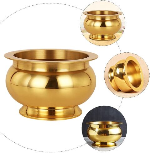 Ciieeo 1pc Incense Burner Copper Offering Bowl Censer Container Desktop Buddhist Incense Bowl Agarwood Feng Shui Metal Buddhism Censer Incense Powder Gold Decor Cone Chinese Style China in Saudi Arabia