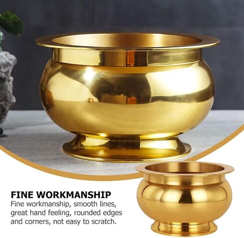 Ciieeo 1pc Incense Burner Copper Offering Bowl Censer Container Desktop Buddhist Incense Bowl Agarwood Feng Shui Metal Buddhism Censer Incense Powder Gold Decor Cone Chinese Style China in Saudi Arabia