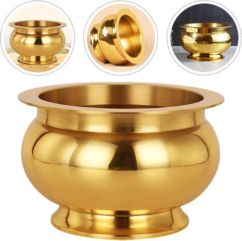 Ciieeo 1pc Incense Burner Copper Offering Bowl Censer Container Desktop Buddhist Incense Bowl Agarwood Feng Shui Metal Buddhism Censer Incense Powder Gold Decor Cone Chinese Style China in Saudi Arabia