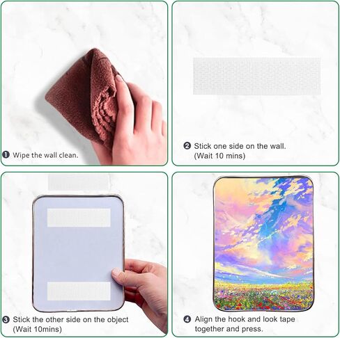 4 Sets 6x4 Inch White Hook and Loop Strips with Adhesive，Strong Back Adhesive Fasten Mounting Tape for Home or Office Use - Instead of Holes and Screws in Saudi Arabia