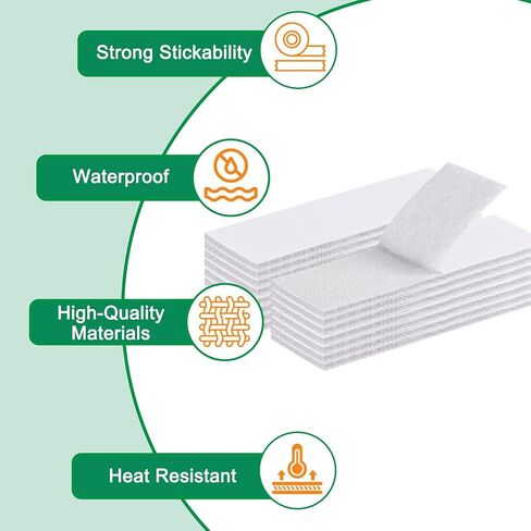 4 Sets 6x4 Inch White Hook and Loop Strips with Adhesive，Strong Back Adhesive Fasten Mounting Tape for Home or Office Use - Instead of Holes and Screws in Saudi Arabia