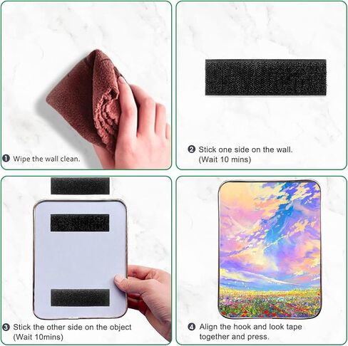 4 Sets 6x4 Inch White Hook and Loop Strips with Adhesive，Strong Back Adhesive Fasten Mounting Tape for Home or Office Use - Instead of Holes and Screws in Saudi Arabia