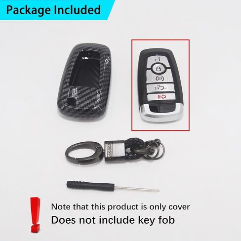 Soft Silicone Rubber Carbon Fiber Texture Case Key Fob Cover Protector with Keychain for Ford Bronco Mustang Fusion Raptor F150 F250 Explorer Expedition Lincoln Aviator Corsair 2020(Black) in Saudi Arabia