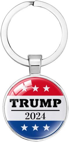 Funny Keychain President Trump American Flag Metal Key Organizer Key Chain Holder for Men Women Girls Boys, Car Accessory KeyRings, Small, Silver in Saudi Arabia