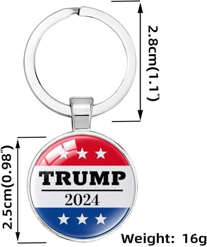 Funny Keychain President Trump American Flag Metal Key Organizer Key Chain Holder for Men Women Girls Boys, Car Accessory KeyRings, Small, Silver in Saudi Arabia