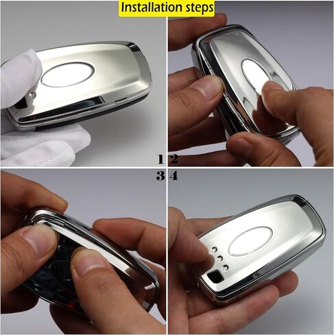 حافظة غطاء Lcyam Key Fob متوافقة مع Ford 2022 2023 2024 F150 Maverick Tremor Mustang EcoBoost GT Mach-e Explorer ST Bronco Escape EcoSport Lincoln Nautilus مفتاح السيارة (فضي، مع سلسلة مفاتيح) in Kuwait