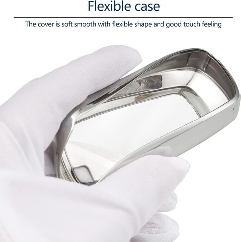 حافظة غطاء Lcyam Key Fob متوافقة مع Ford 2022 2023 2024 F150 Maverick Tremor Mustang EcoBoost GT Mach-e Explorer ST Bronco Escape EcoSport Lincoln Nautilus مفتاح السيارة (فضي، مع سلسلة مفاتيح) in Kuwait