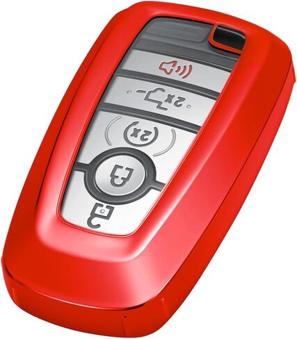 حافظة غطاء Lcyam Key Fob متوافقة مع Ford 2022 2023 2024 F150 Maverick Tremor Mustang EcoBoost GT Mach-e Explorer ST Bronco Escape EcoSport Lincoln Nautilus مفتاح السيارة (فضي، مع سلسلة مفاتيح) in Kuwait