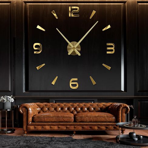 R&M ORIENT 3D Wall Clock Large Modern Mute DIY - Decoration Gift - Living Room Home Office (B-Silver) in Saudi Arabia