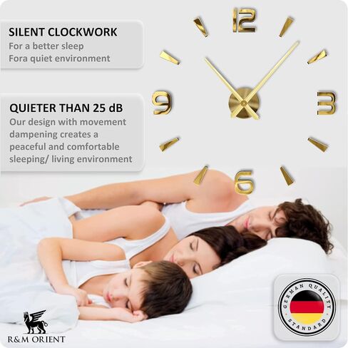 R&M ORIENT 3D Wall Clock Large Modern Mute DIY - Decoration Gift - Living Room Home Office (B-Silver) in Saudi Arabia