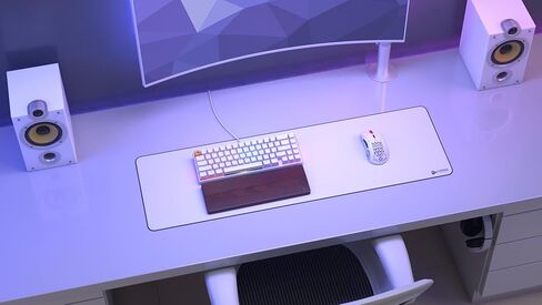 لوحة ماوس ألعاب بيضاء كبيرة ممتدة من Glorious - لوحة ماوس قماشية طويلة، حواف مخيطة | 36x11 (GW-E) in Kuwait