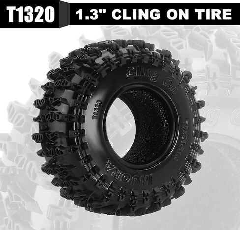 INJORA 1.3 Silicone Rubber Inserts and Cling On Tires for SCX24 TRX4M AX24 1/18 1/24 Micro Crawler Upgrade(Yellow) in Saudi Arabia
