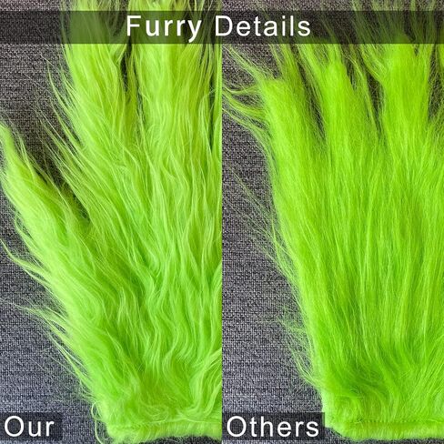 Christmas Santa Claus Costume with Mask Green Furry Outfit for Adult Men Woman in Saudi Arabia