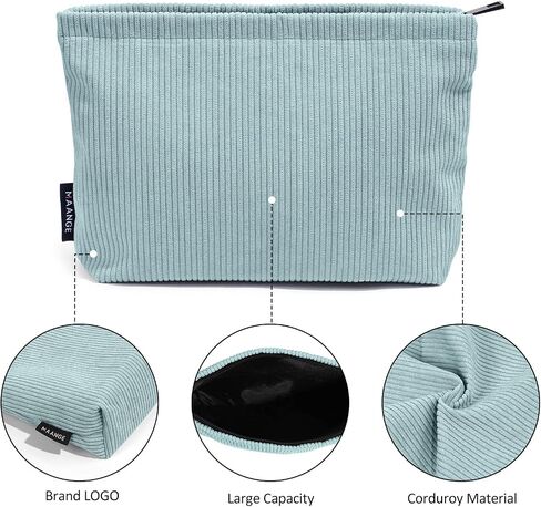 MAANGE Cosmetic Bags for Women Small Makeup Bag for Purse Corduroy Makeup Pouch Travel Makeup Bag with Metal Zipper Make Up Bag for Travelling Preppy Stuff in Saudi Arabia