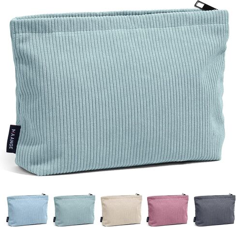 MAANGE Cosmetic Bags for Women Small Makeup Bag for Purse Corduroy Makeup Pouch Travel Makeup Bag with Metal Zipper Make Up Bag for Travelling Preppy Stuff in Saudi Arabia