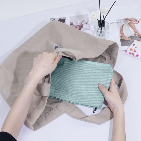 MAANGE Cosmetic Bags for Women Small Makeup Bag for Purse Corduroy Makeup Pouch Travel Makeup Bag with Metal Zipper Make Up Bag for Travelling Preppy Stuff in Saudi Arabia