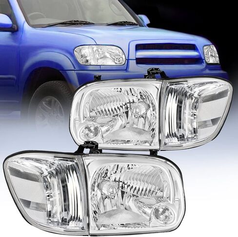 مجموعة المصابيح الأمامية Nilight لسيارة Toyota Tundra 2005 2006 ذات 4 أبواب مزدوجة للطاقم 2005 2006 2007 استبدال بيك اب سيكويا غطاء أسود واضح للسائق وجانب الركاب، ضمان لمدة عامين in Saudi Arabia