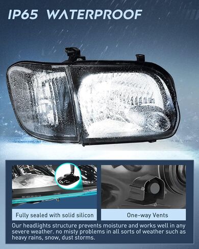 Nilight Headlight Assembly for 2005 2006 Toyota Tundra 4 Door Double Crew Cab 2005 2006 2007 Sequoia Pickup Replacement Black Housing Amber Reflector Driver and Passenger Side in Saudi Arabia