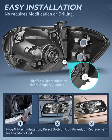 Nilight Headlight Assembly for 2005 2006 Toyota Tundra 4 Door Double Crew Cab 2005 2006 2007 Sequoia Pickup Replacement Black Housing Amber Reflector Driver and Passenger Side in Saudi Arabia