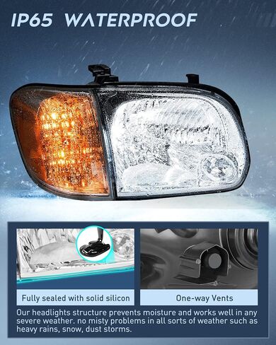 مجموعة المصابيح الأمامية Nilight لسيارة Toyota Tundra 2005 2006 ذات 4 أبواب مزدوجة للطاقم 2005 2006 2007 استبدال بيك اب سيكويا غطاء أسود واضح للسائق وجانب الركاب، ضمان لمدة عامين in Saudi Arabia