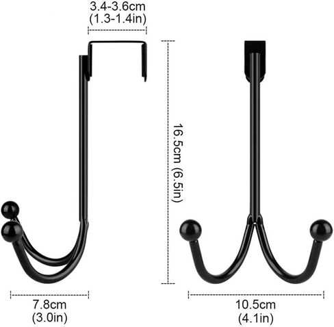 2 Packs of Over The Door Double Hooks Metal Hangers Hooks Black Door Organizer Hooks for Home Kitchen Room Hanging Coats,Hats,Towels,Caps in Saudi Arabia