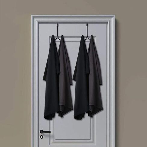 2 Packs of Over The Door Double Hooks Metal Hangers Hooks Black Door Organizer Hooks for Home Kitchen Room Hanging Coats,Hats,Towels,Caps in Saudi Arabia