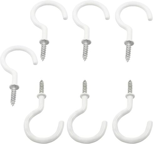 100 Pcs 1'' Vinyl Coated Ceiling Hooks,White Screw-in Ceiling Cup Hooks,Self-Tapping Screw Mug Hook for Hanging Plant,Light,Wind Chimes Hooks for Kitchen in Kuwait